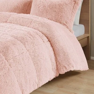 Twin/Twin XL Pink Blush Soft Sherpa Faux Fur 2-Piece Comforter Set - Picture 1 of 3