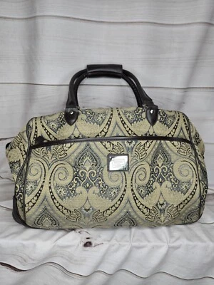 +Liz Claiborne Tapestry Overnight Weekender Rolling Travel Luggage Bag EUC - Image 1 of 4