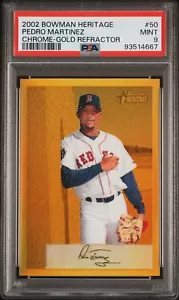 2002 BOWMAN HERITAGE CHROME GOLD REFRACTOR #50 PEDRO MARTINEZ PSA 9 MINT BEAUTY - Picture 1 of 2