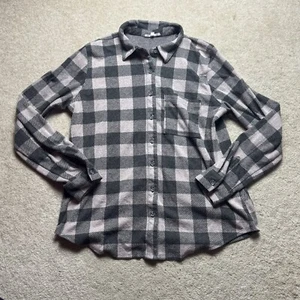 Maurices Plaid Flannel Button Up Shirt Mens Medium Gray - Picture 1 of 7