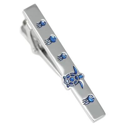 Clip de corbata de medusa tortuga marina azul para hombre regalo de cumpleaños barra de corbata Foto 1 de 4