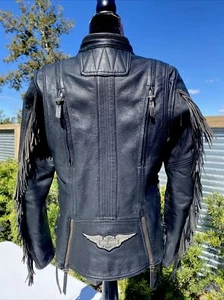 Chaqueta de cuero Harley Davidson BOONE con flecos mediana para mujer 98013-18VW - Imagen 1 de 8