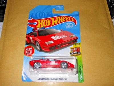Hot Wheels Nuovo 2018 HW Exotics #217 Lamborghini Countach Pace Auto Rosso - Immagine 1 di 2