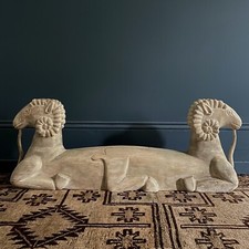 Two Headed Ram Sculpture In Cast Resin