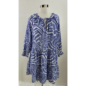 Rails Island Waves 100% Cotton Peasant Sleeves Layered Knee Length Dress Size M - Picture 1 of 12
