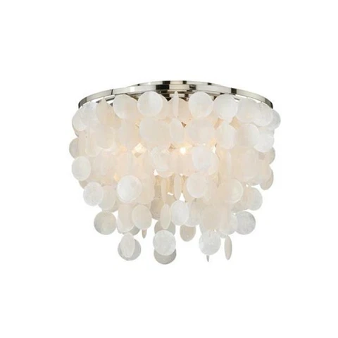 Vaxcel International C0079 Elsa Capiz Shell 16 in. Flush Mount - Satin Nickel Cover