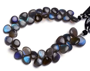 Natural AAA Gem Blue Fire Labradorite 9 to12mm Size Smooth Heart Beads 8" Strand - Picture 1 of 4