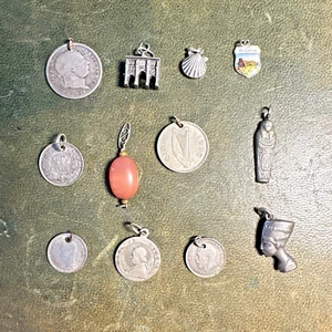 12 Vintage Hallmarked Silver & White Metal Charms Charms Sterling 850 925 Enamel - Picture 1 of 16