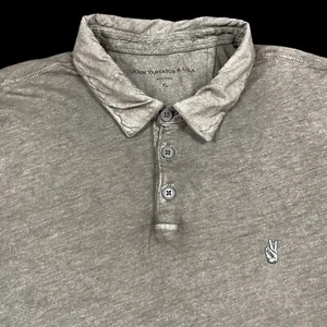 John Varvatos USA Polo Shirt Mens XL Gray Beige Peace Sign Sewn Logo BARELY WORN - Picture 1 of 12