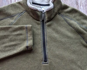 Vintage Columbia 1/4 Zip Fleece sweater 2XL Men pullover Army Olive Green Knit - Picture 1 of 11