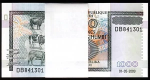 Burundi 1000 Francs 2009, UNC, ½ BUNDLE, Pack of 50 PCS, Consecutive, P-46 - Picture 1 of 5