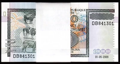 Burundi 1000 Francs 2009, UNC, BUNDLE, Pack of 100 PCS, Consecutive, P-46 - Image 1 of 4