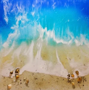 Original Fine Art Canvas Beach Water Ocean Key West Island Painting Nautical - Picture 1 of 10