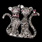 Podgrzewany okrągły rubinowy markizyt kamień szlachetny 925 srebro szterlingowe kot biżuteria broszka