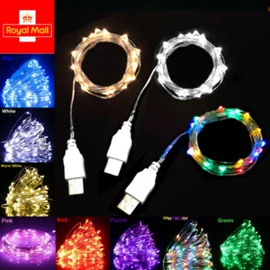 USB LED Micro Rice Wire Copper String Fairy Lights Party Decor Christmas Gift UK - Picture 1 of 24