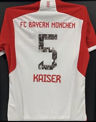 Sonder trikot  FC Bayern München Mit Sonderflock Kaiser #5 M neu Beckenbauer - Bild 1 von 2