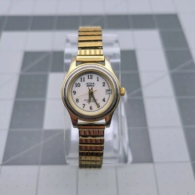 Женские кварцевые часы Acqua Indiglo WR 30 М дата 25 мм золотистый цвет - новый аккумулятор - Изображение 1 из 4