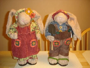2 PC old rabits-stuffet figurine for easter decor - Picture 1 of 6