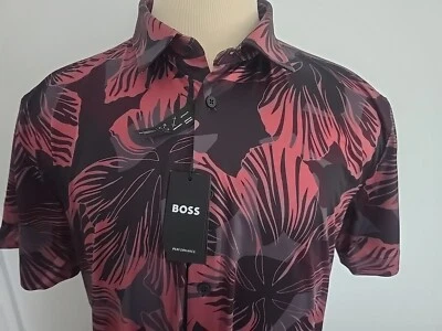 HUGO BOSS Performance P-ROAN-ken NEW Men's Slim Fit Sh/S CASUAL SHIRT SIZE XXL - Image 1 of 4