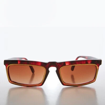 Rectangular 90s Sunglass with Gold Rim Brown Tortoise - Tandy - Image 1 of 3