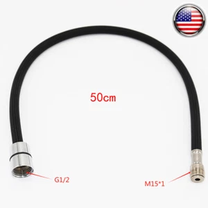 50cm Custom-made Ends G1/2 M15*1mm Kitchen Faucet Nylon Braided Hose Black - Picture 1 of 8