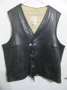 VINTAGE 60'S AVIAKIT D LEWIS LEATHERS SHEEPSKIN MOTORCYCLE VEST JACKET SIZE 46 - Picture 1 of 16