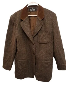 Chaqueta Blazer Cuello Gamuza Vintage JL Colebrook Mujer Talla Grande Lana Tweed - Imagen 1 de 8
