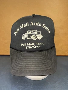 Vintage Pall Mall Auto Sales Tennessee Antik Auto schwarz Netz Druckknopflasche Mütze - Bild 1 von 8