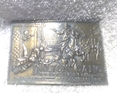Dalton Gang Brass Belt Buckle West Cowboy Style First National 1892 Vintage Good - Image 1 of 4