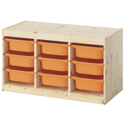 IKEA TROFAST Combo de Almacenamiento con Cajas - Blanco Claro Manchado Pino y Naranja Claro Foto 1 de 4