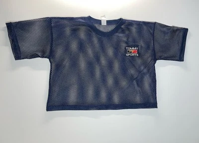 VTG Tommy Hilfiger Sports Mesh Jersey 2XL Blue USA Made 90s Logo Retro Y2K Fish - Image 1 of 4