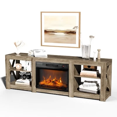 70" Fireplace TV Stand with Electric Fireplace for 70 in TV Entertainment Center - Image 1 of 4