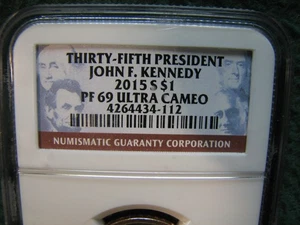 2015  $1  U.S. Presidential Dollar Coin  John F. Kennedy   NGC Pf 69 ULTRA CAMEO - Picture 1 of 3