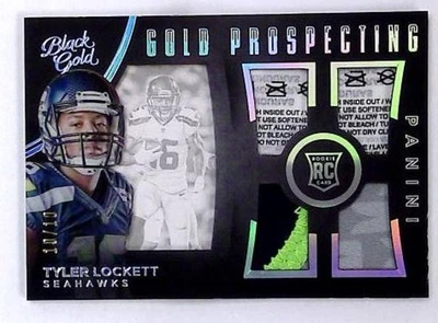 2015 Panini Black Gold Prospecting Quad Materials Prime Tyler Lockett 10/10 Hawk - Image 1 of 2