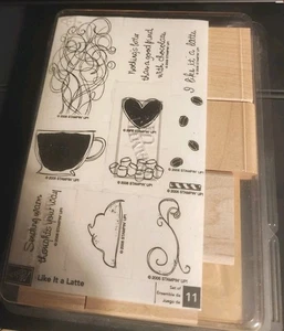 NUEVO Stampin' Up! (Like it a Latte) Madera Sin Montar 2006 Juego de 11 CAFÉS Retirado - Imagen 1 de 6