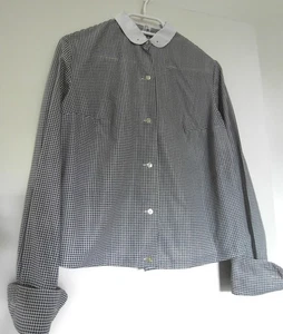 DDR Damen Pepita Nylon Bluse lg. Arm Gr.38 - 40 - Bild 1 von 6
