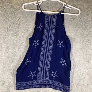 Lulu's Floral Bandana Print Blouse Womens XS Blue Cottagecore Sleeveless Boho - Picture 1 of 11