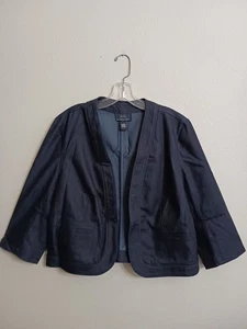 New York Clothing Co 40" Bust Large Womens Stretch Dark Blue Denim Blazer - Picture 1 of 4