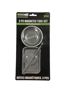 Grip Mini 3 PC Magnetic Stainless Steel Tray Set w/ Magnetic Pickup Tool NEW - Picture 1 of 5