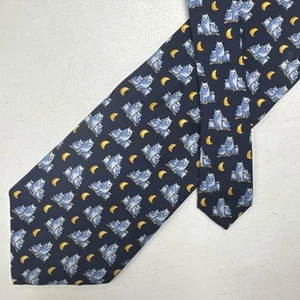 Paul Frederick USA Men's Navy Blue Owl Geometric Pattern 100% Silk Neck Tie - Picture 1 of 8