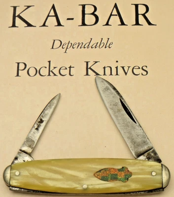 Canivete oval antigo KA-BAR UNION CUT CO - Alças de gelo rachadas - Escudo de glitter - Imagem 1 de 4