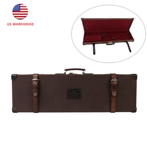 TOURBON Canvas & Leather Gun Case Hard Carry Shotgun Storage Safe Lock Box Gift - Picture 1 of 24