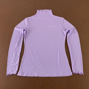 KLOTHO Women’s Medium Slim Fit Lavender Rib Knit Long Sleeve Mock Neck Tee New - Picture 1 of 8