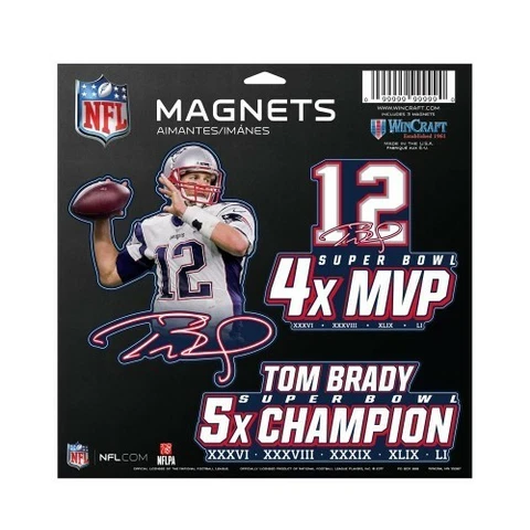 TOM BRADY NEW ENGLAND PATRIOTS MVP 3 PACK OF DIE-CUT VINYL MAGNETS 11"X11" Cover