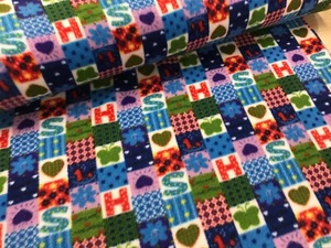 printed antipill polar fleece fabric 150cm wide football, alphabet 2mtr for £18 - Picture 1 of 10