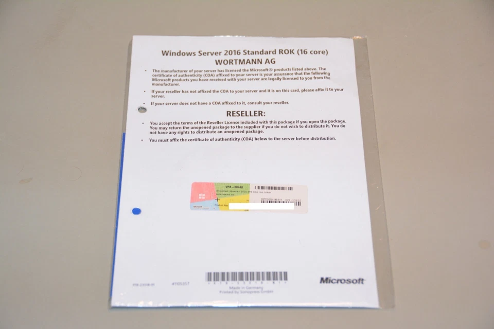 Microsoft Windows Server 2016 Standard - OEM/ROK Wortmann mit DVD - 16C - Bild 1 von 2