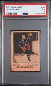 1951 Parkhurst Parkies #98 Jack McLeod Graded PSA 5 EX New York Rangers - Picture 1 of 2
