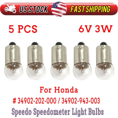 5 PIEZAS Speedo Velocímetro Bombillas 6V 3W Para Honda 34902-202-000 34902-943-003 Foto 1 de 4