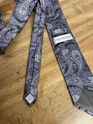 Vintage Men Tie Purple Gray By Bernard Holtzman Hand Made Foto 1 de 3