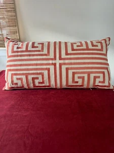 TRINA TURK Embroidered Mykonos Greek Key Pillow Bolster - Picture 1 of 8